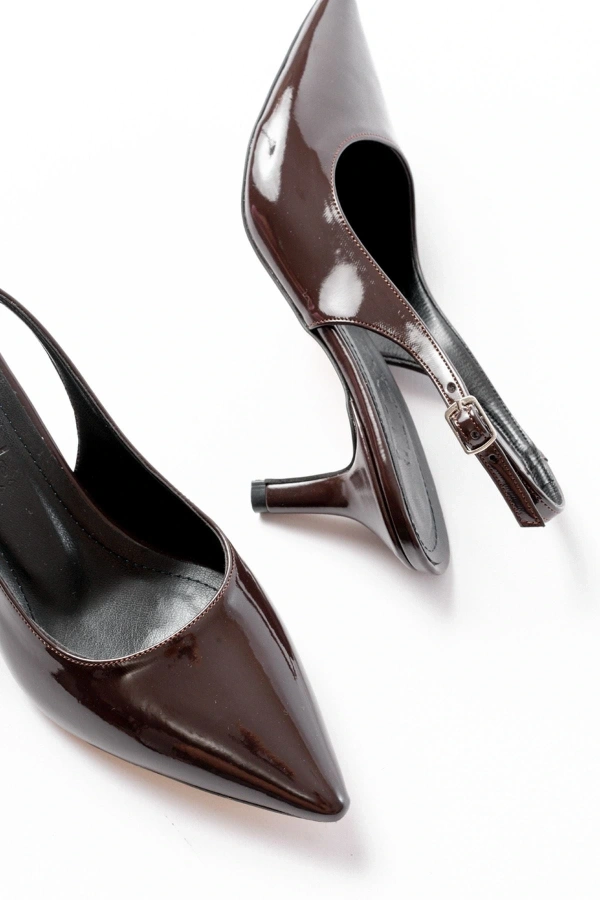 Bidebuvar ST-1152 Kahve Rugan Günlük 7 cm Topuklu Kadın Ayakkabı