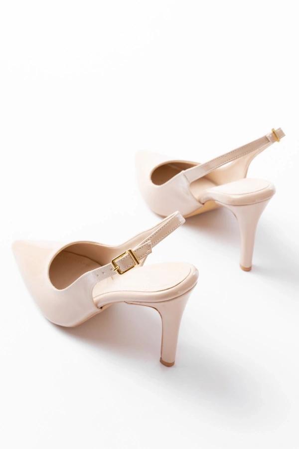 Bidebuvar ST-1153 Bej Rugan Günlük Arkası Açık 9 cm Topuklu Kadın Ayakkabı