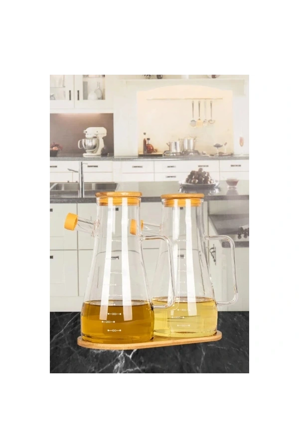 Bidebuvar Standlı 2li Cam Yağdanlık