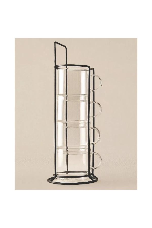 Bidebuvar Standlı Borosilikat 4lü Fincan Seti