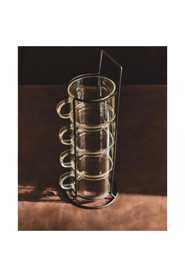 Bidebuvar Standlı Borosilikat 4lü Fincan Seti