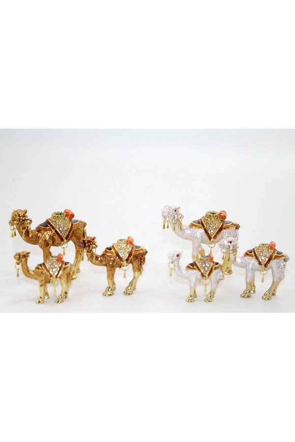 Bidebuvar Swarovski Taşlı 3lü Deve Figürü Model 3