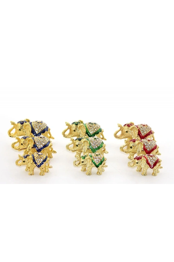 Bidebuvar Swarovski Taşlı 3lü Fil Figürü Model 1