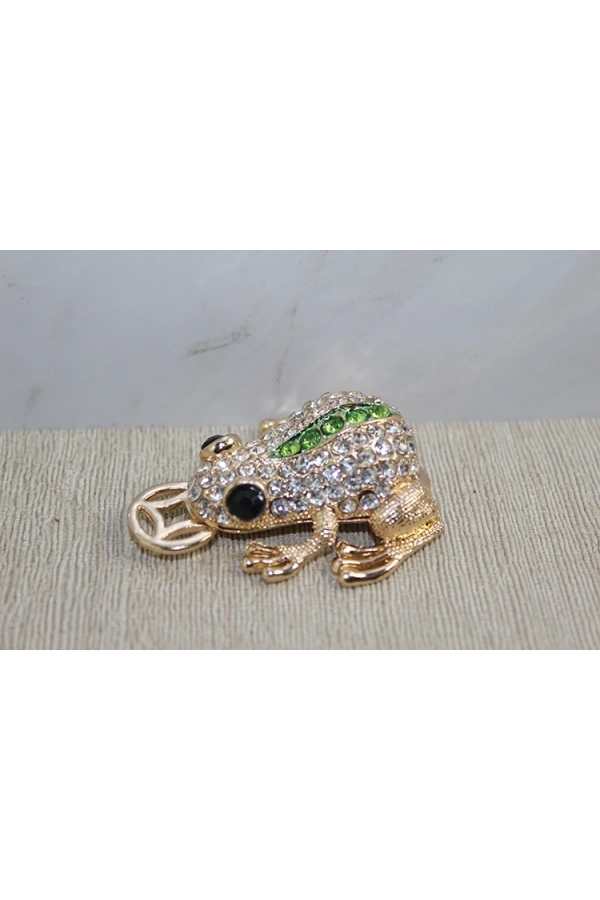 Bidebuvar Swarovski Taşlı Minik Figür - Kurbağa