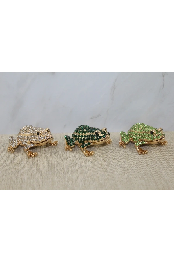 Bidebuvar Swarovski Taşlı Minik Figür - Kurbağa Model 2