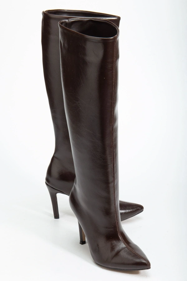 Bidebuvar SYT-2004 Kahve Kırışık Rugan Günlük Bayan Çizme