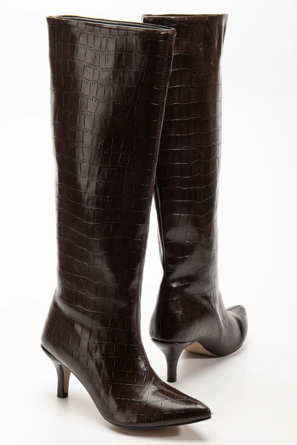 Bidebuvar SYT-2025 Kahve Kroko Günlük Kadın Çizme