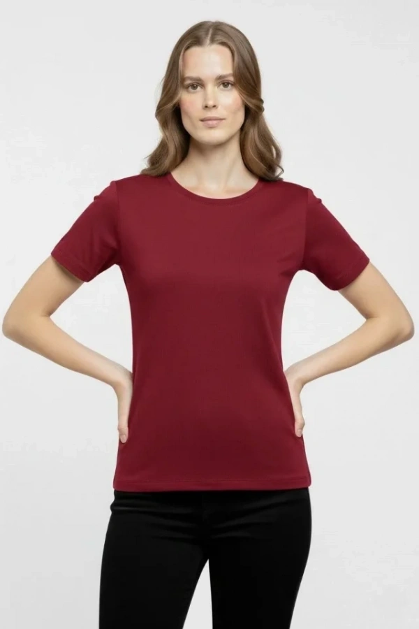 Bidebuvar T-Shirt Bisiklet Yaka Slim Fit Likralı Tişört Günlük Basic Body - Bordo