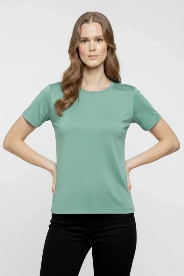 Bidebuvar T-Shirt Bisiklet Yaka Slim Fit Likralı Tişört Günlük Basic Body - Mint Yeşili