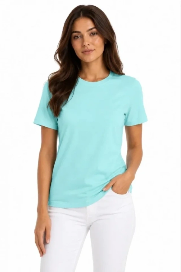 Bidebuvar T-Shirt Bisiklet Yaka Slim Fit Likralı Tişört Günlük Basic Body - Turkuaz