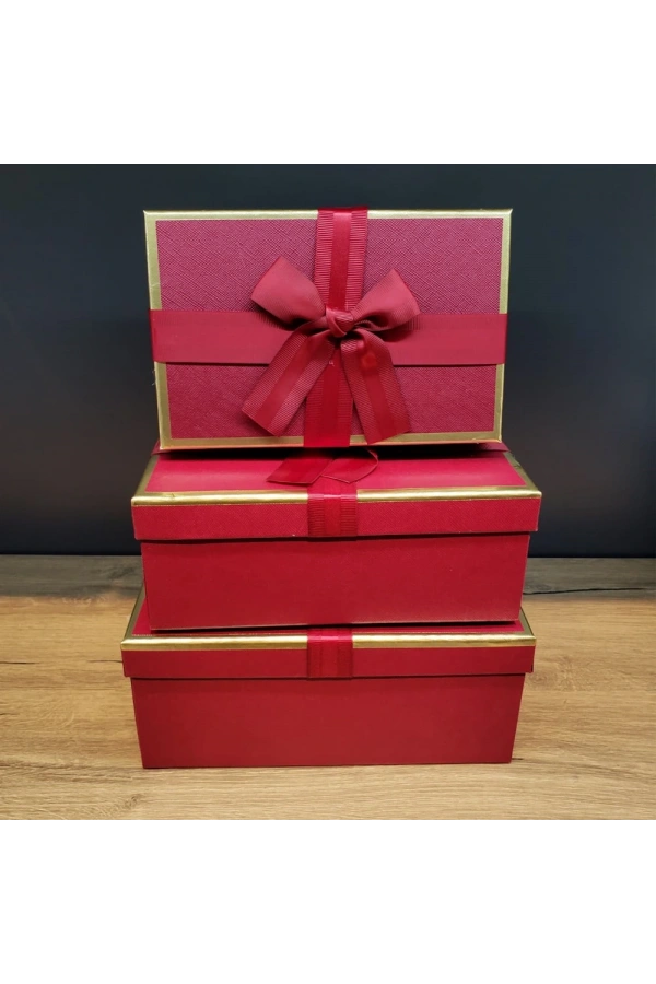 Bidebuvar Tasarım 3lü Kurdeleli Hediye Kutusu Seti