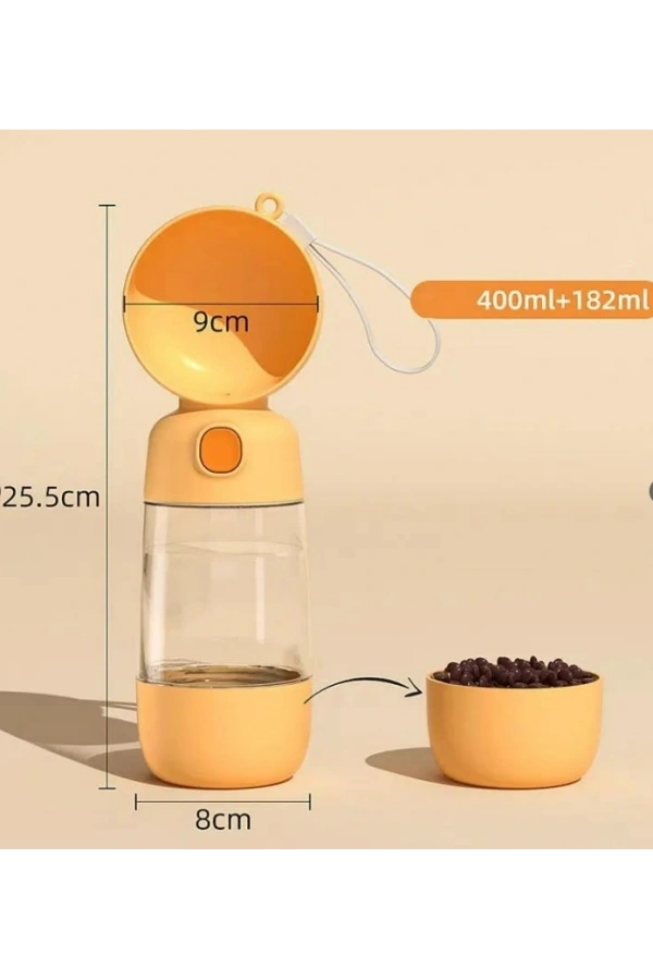 Bidebuvar Taşınabilir Evcil Hayvan Mama Hazneli Su Matarası