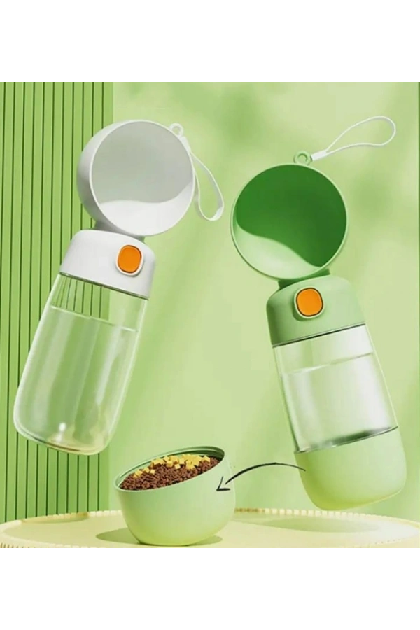 Bidebuvar Taşınabilir Evcil Hayvan Mama Hazneli Su Matarası