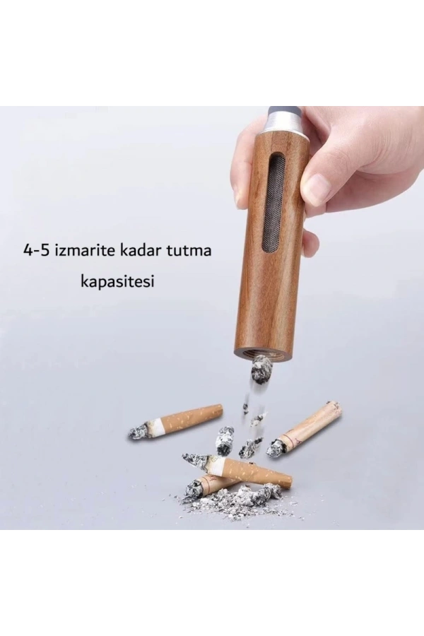 Bidebuvar Taşınabilir Küllük - Ahşap Tasarımlı - İzmarit Hazneli