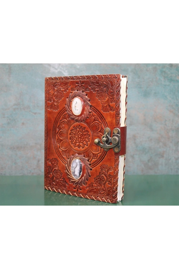 Bidebuvar Taşlı Deri Defter Model 9