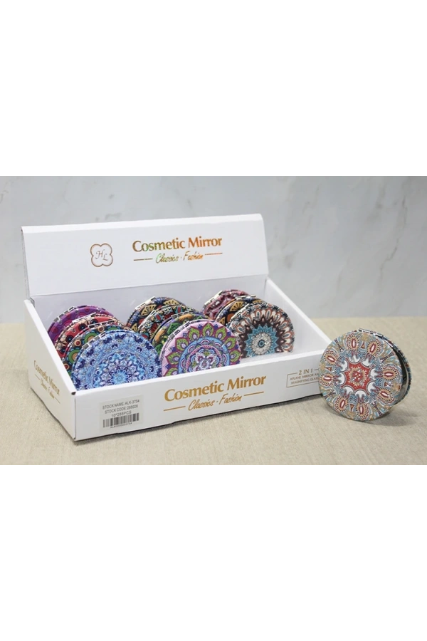 Bidebuvar Taşlı El Aynası Yuvarlak İnce Model 3