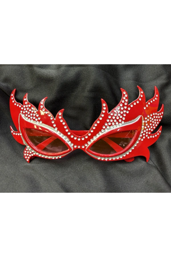 Bidebuvar Taşlı Kırmızı Alev Parti Gözlüğü