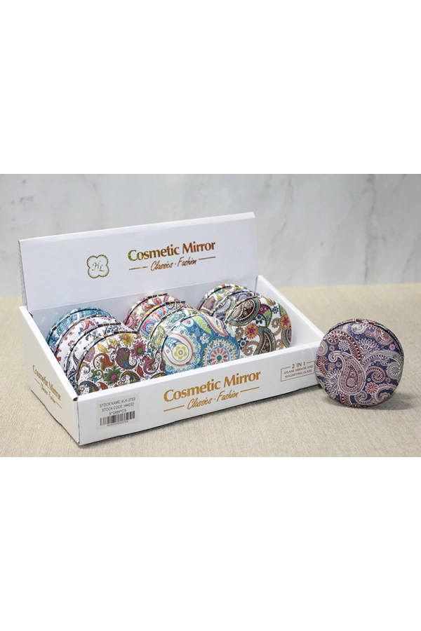 Bidebuvar Taşlı Yuvarlak El Aynası Kalın Model 2