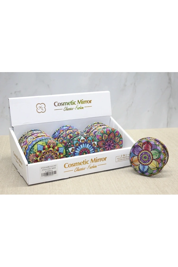 Bidebuvar Taşlı Yuvarlak El Aynası Kalın Model 4