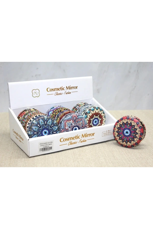 Bidebuvar Taşlı Yuvarlak El Aynası Kalın Model 5