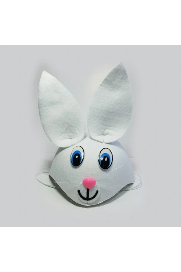 Bidebuvar Tavşan Şeklinde Çocuk Şapkası Beyaz