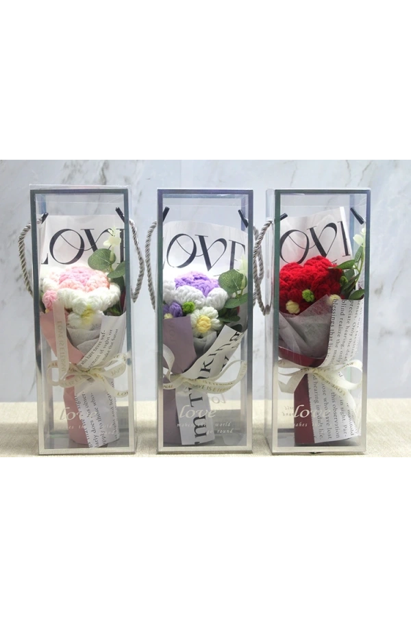 Bidebuvar Tekli El Örgüsü Gül Buketi