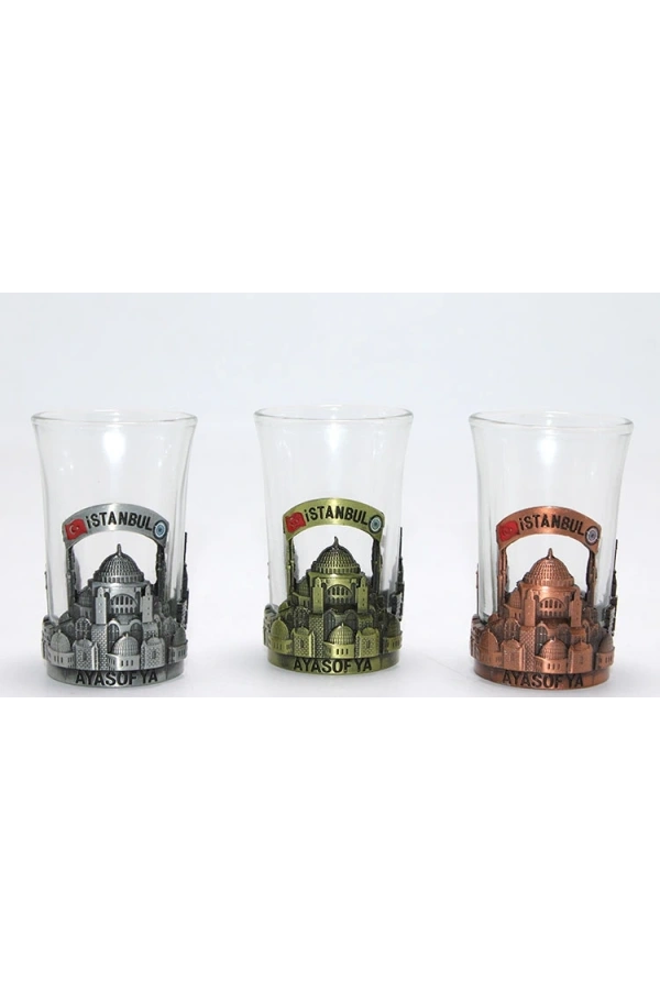 Bidebuvar Tekli Metal Cam Bardaklı Shot Bardak