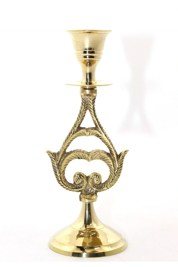 Bidebuvar Tekli Pirinç Şamdan Model 6