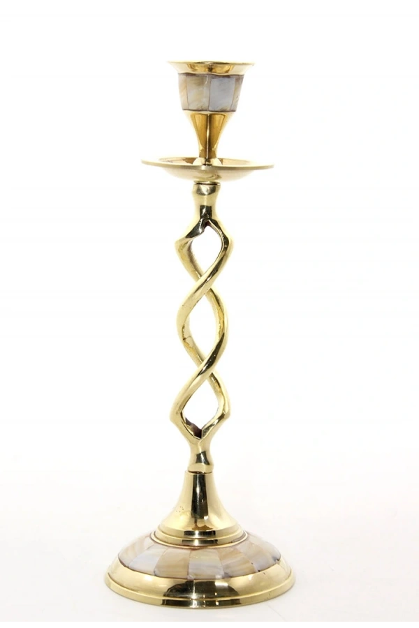 Bidebuvar Tekli Pirinç Sedefli Şamdan Model 2