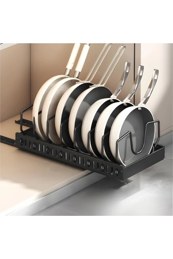 Bidebuvar Teleskopik Raylı Tava Tencere Organizeri