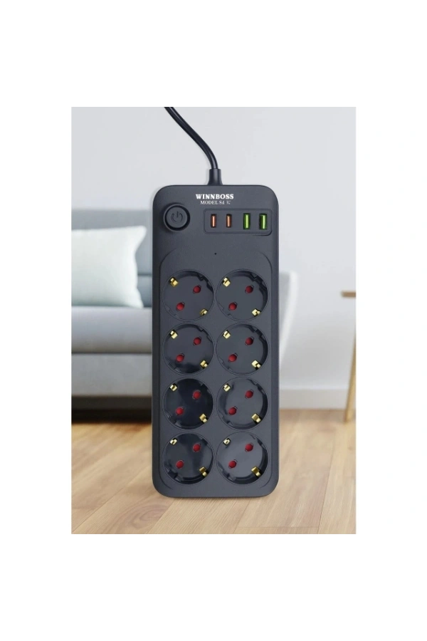 Bidebuvar Termal Akım Korumalı 8 Prizli Uzatma Kablosu