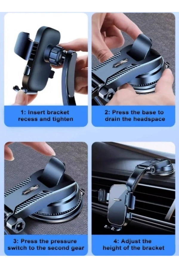 Bidebuvar Torpido Üstü Vakumlu Araç Telefon Tutucu Ayarlanabilir Uzun Kollu