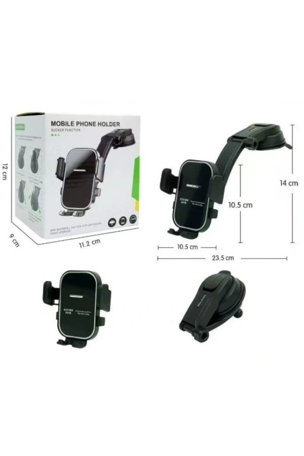 Bidebuvar Torpido Üstü Vakumlu Araç Telefon Tutucu Ayarlanabilir Uzun Kollu