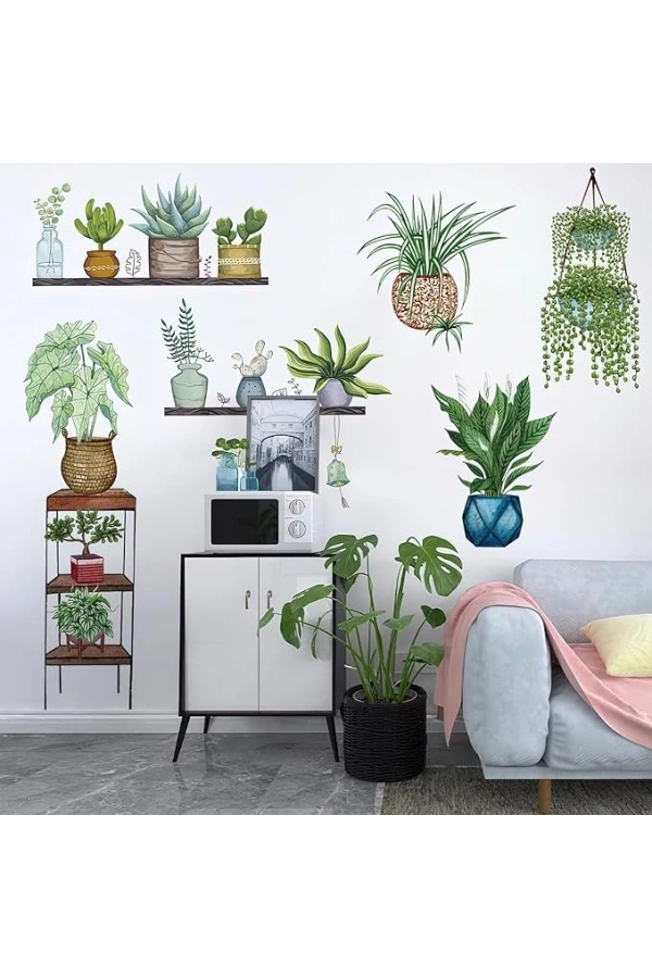 Bidebuvar Tropikal Bitkiler Duvar Stickerı Model D