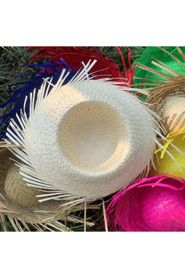 Bidebuvar Tropikal Parti Beyaz Hasır Hawaii Şapkası