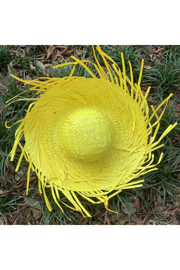 Bidebuvar Tropikal Parti Sarı Hasır Hawaii Şapkası