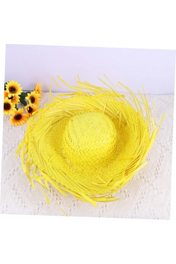 Bidebuvar Tropikal Parti Sarı Hasır Hawaii Şapkası