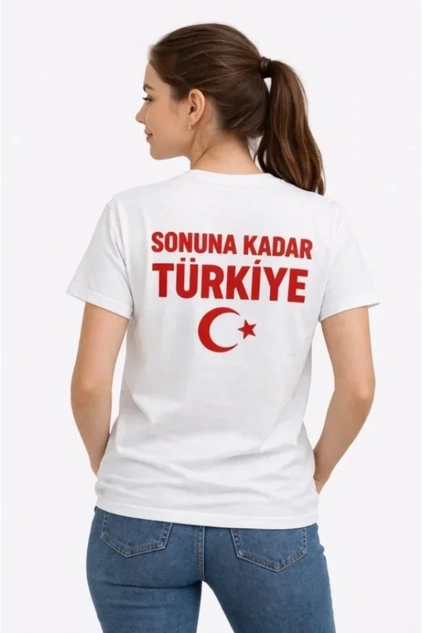Bidebuvar TÜRKİYE Ay Yıldız Baskılı Taraftar Forma T-Shirt - Beyaz