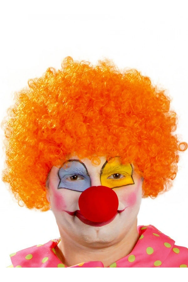 Bidebuvar Turuncu Renk Kıvırcık Afro Palyaço Seti