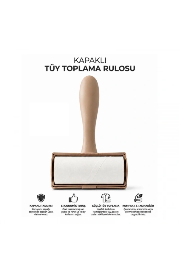 Bidebuvar Tüy Toplama Rulosu - Kapaklı - Ergonomik - Taşınabilir
