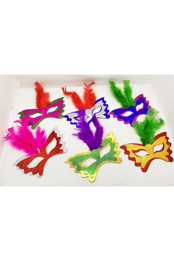 Bidebuvar Tüylü Kağıt Parti Venedik Balo After Maskesi 6 Adet
