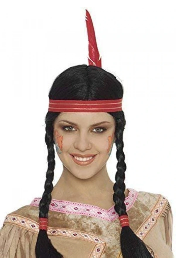 Bidebuvar Tüylü Örgülü Kızılderili Parti Peruğu