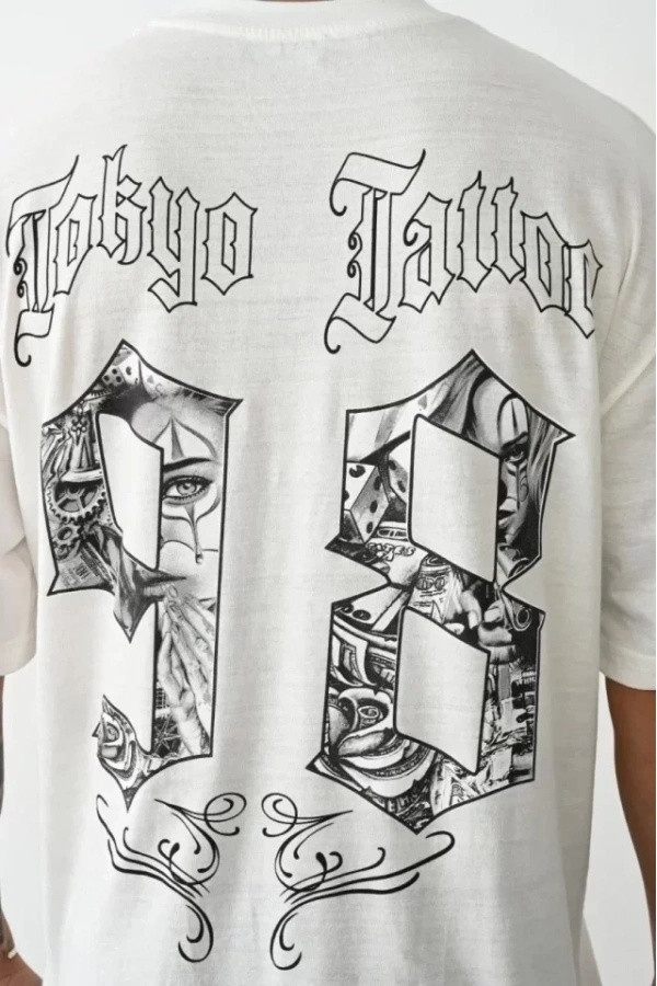 Bidebuvar Unisex Baskılı Oversize T-Shirt - Beyaz