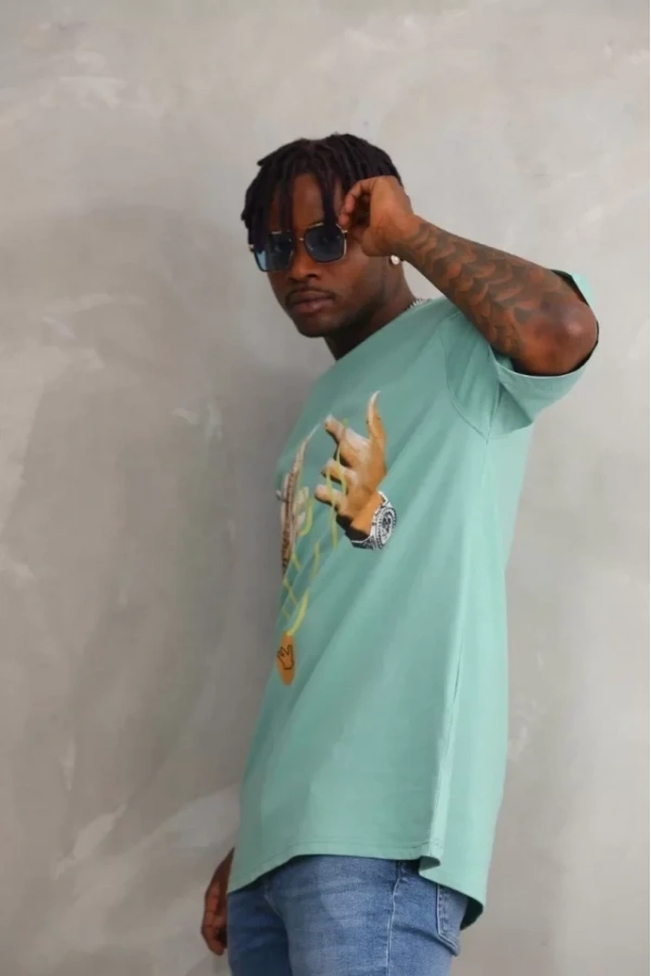 Bidebuvar Unisex Baskılı Oversize T-Shirt - Mint Yeşili