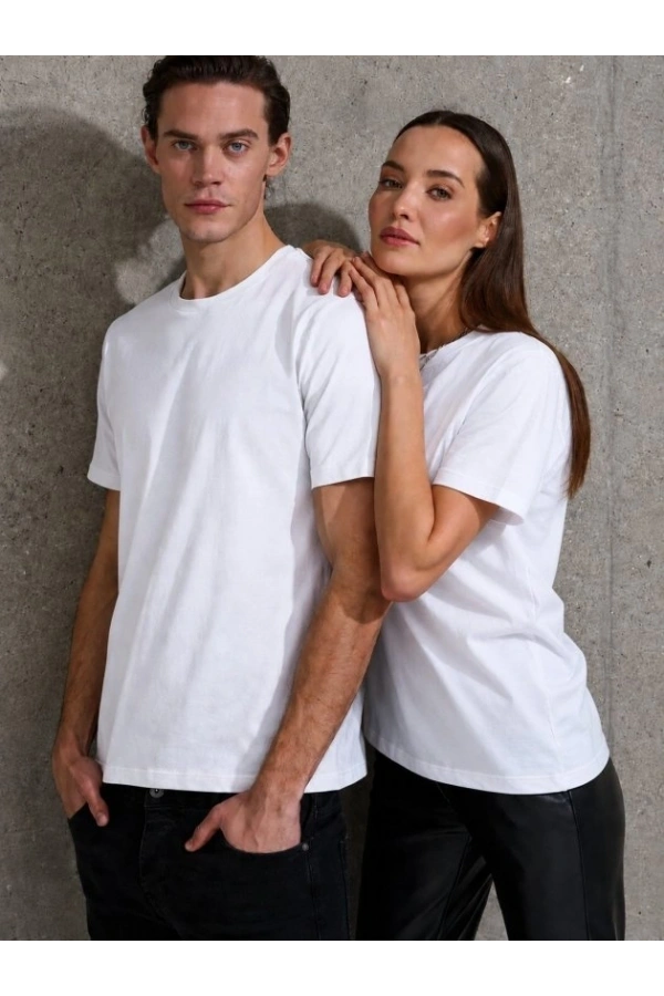 Bidebuvar Unisex Kısa Kollu Bisiklet Yaka Basic Viskon Bluz