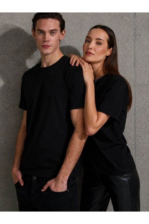 Bidebuvar Unisex Kısa Kollu Bisiklet Yaka Basic Viskon Bluz