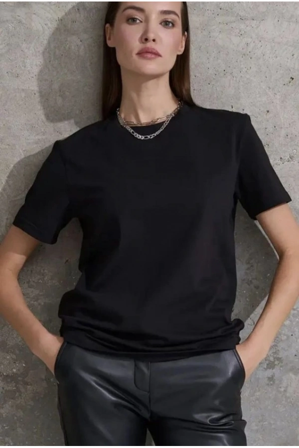 Bidebuvar Unisex Kısa Kollu Bisiklet Yaka Basic Viskon Bluz