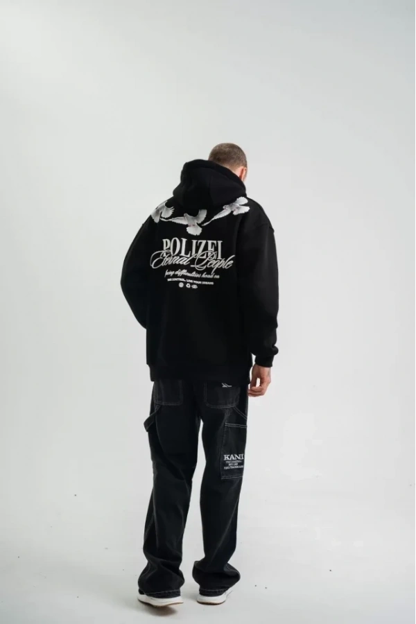 Bidebuvar Unisex Uzun Kol Bisiklet Yaka Yıkamalı SweatShirt - Siyah