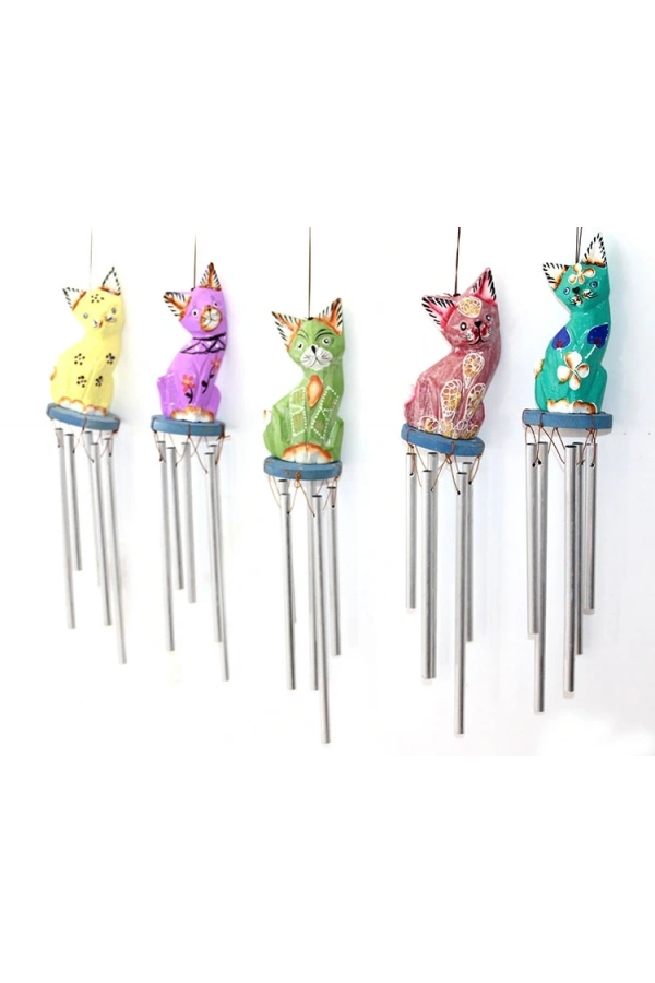 Bidebuvar Üstü Ahşap Altı Metal Rüzgar Çanı