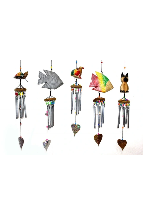 Bidebuvar Üstü Ahşap Altı Metalli Rüzgar Çanı